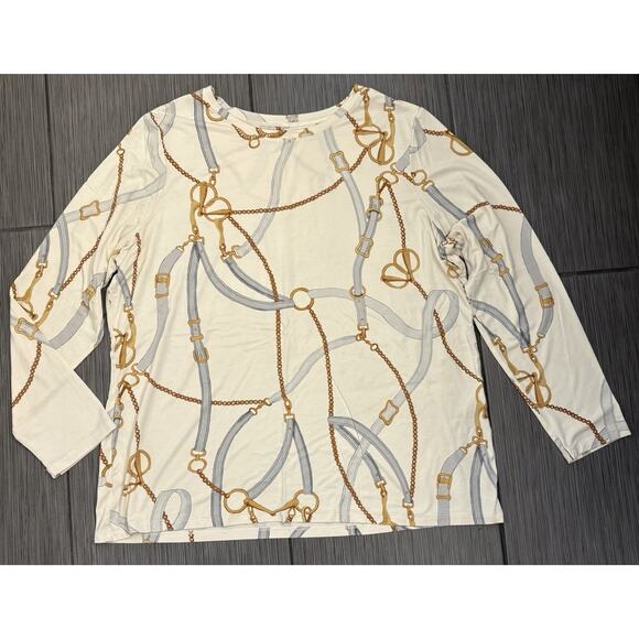 Chico's Tops - Chicos Touch of Cool Status Layering Tee Size 3 (XL) Equestrian Chain Cream